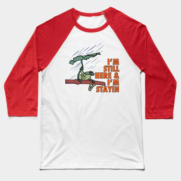 Frog in the rain Baseball T-Shirt by Conqcreate Design